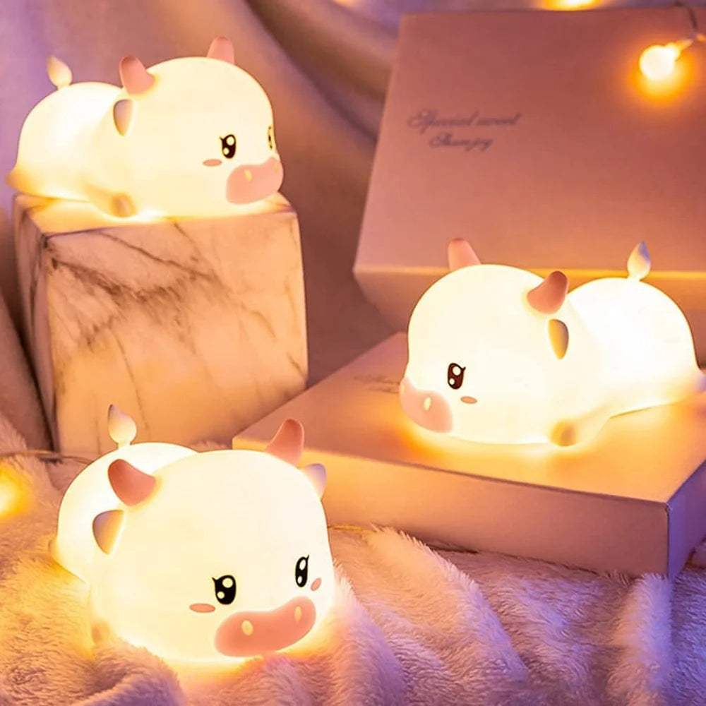 Cute Baby Night Light Kids Lamp, Color Changing LED Portable Animal Silicone Touch Lights, USB