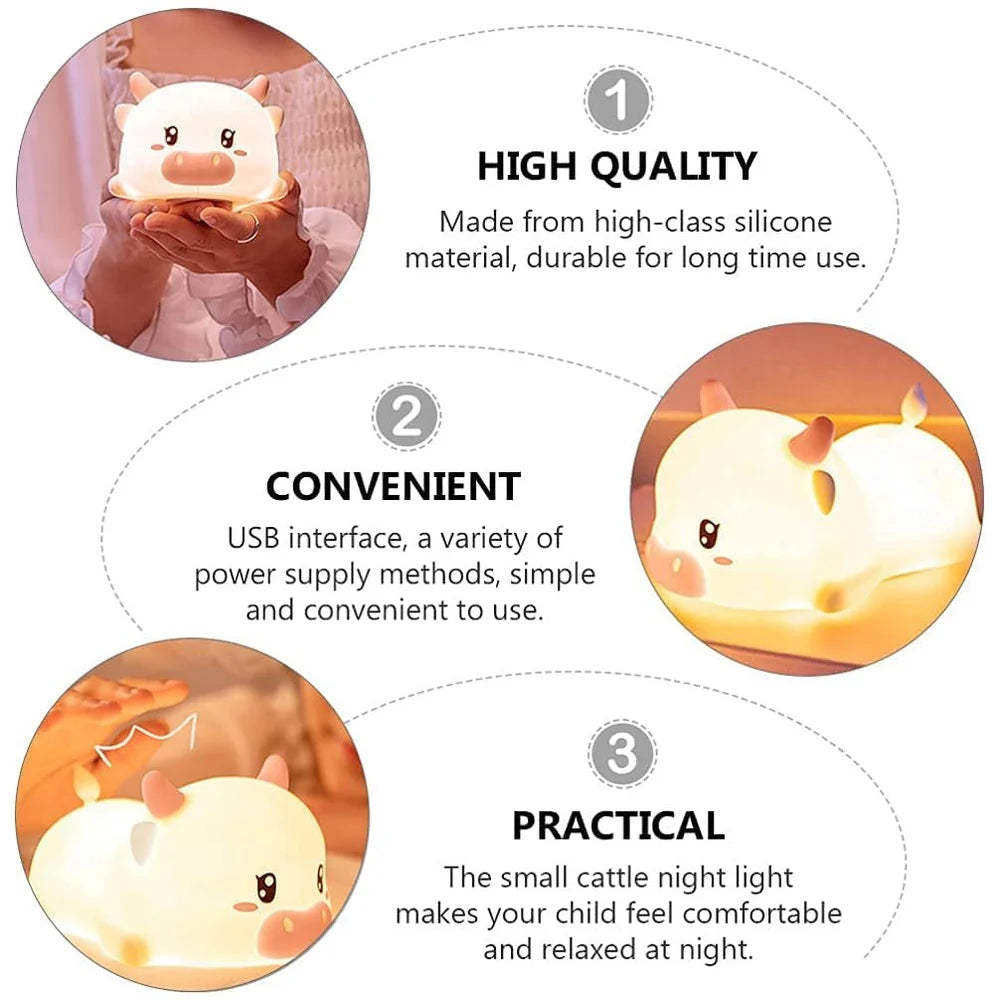 Cute Baby Night Light Kids Lamp, Color Changing LED Portable Animal Silicone Touch Lights, USB