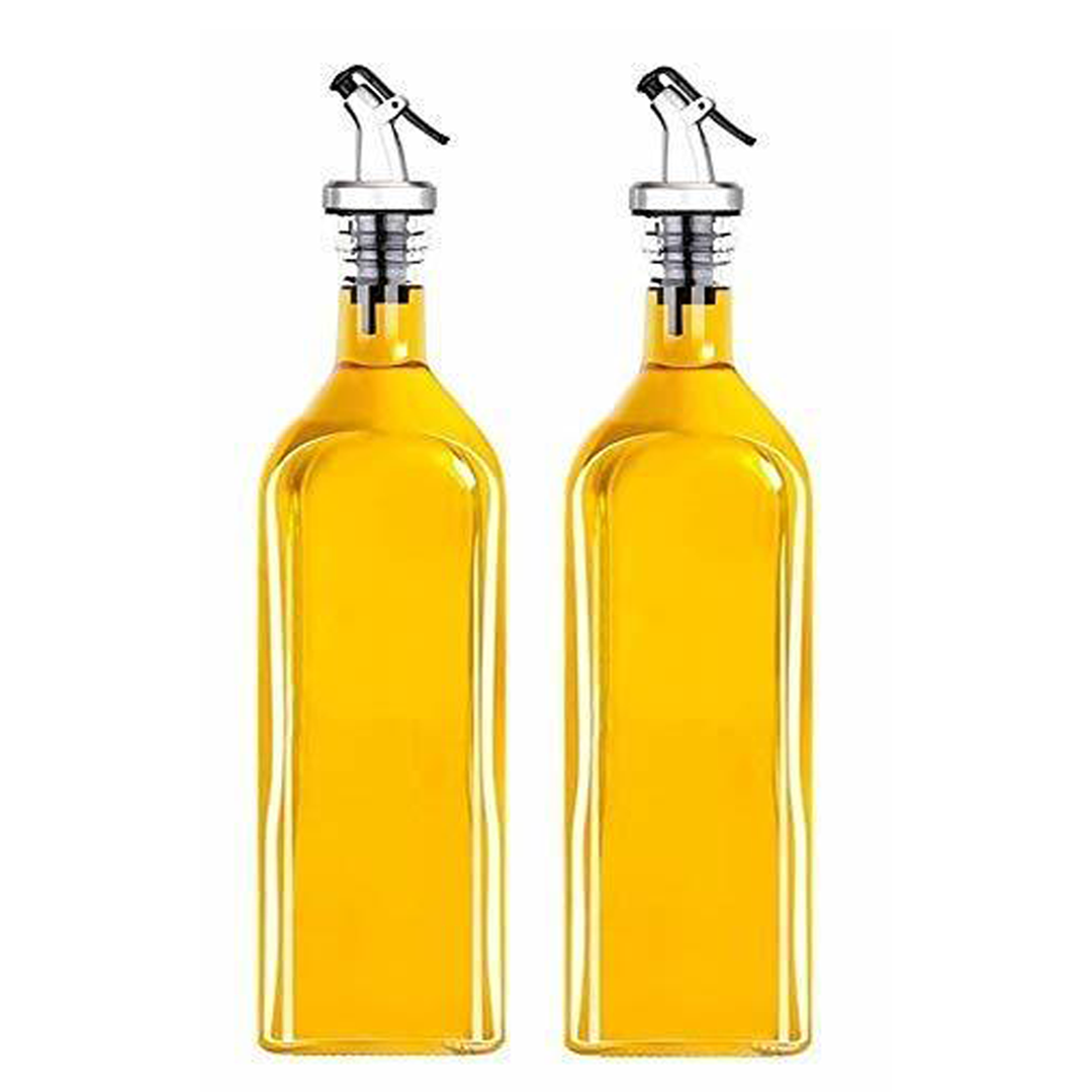 Cloudsell Glass Oil Dispenser Bottle, 1000 ml, Pack of 2, Clear